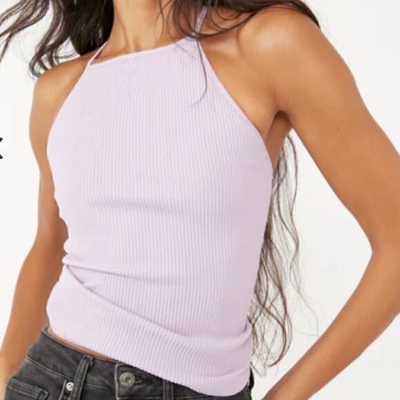 Free People Mmkay Seamless Tank Top Crisscross Ribbed M/L NWT High Neck Seamless - Picture 11 of 13
